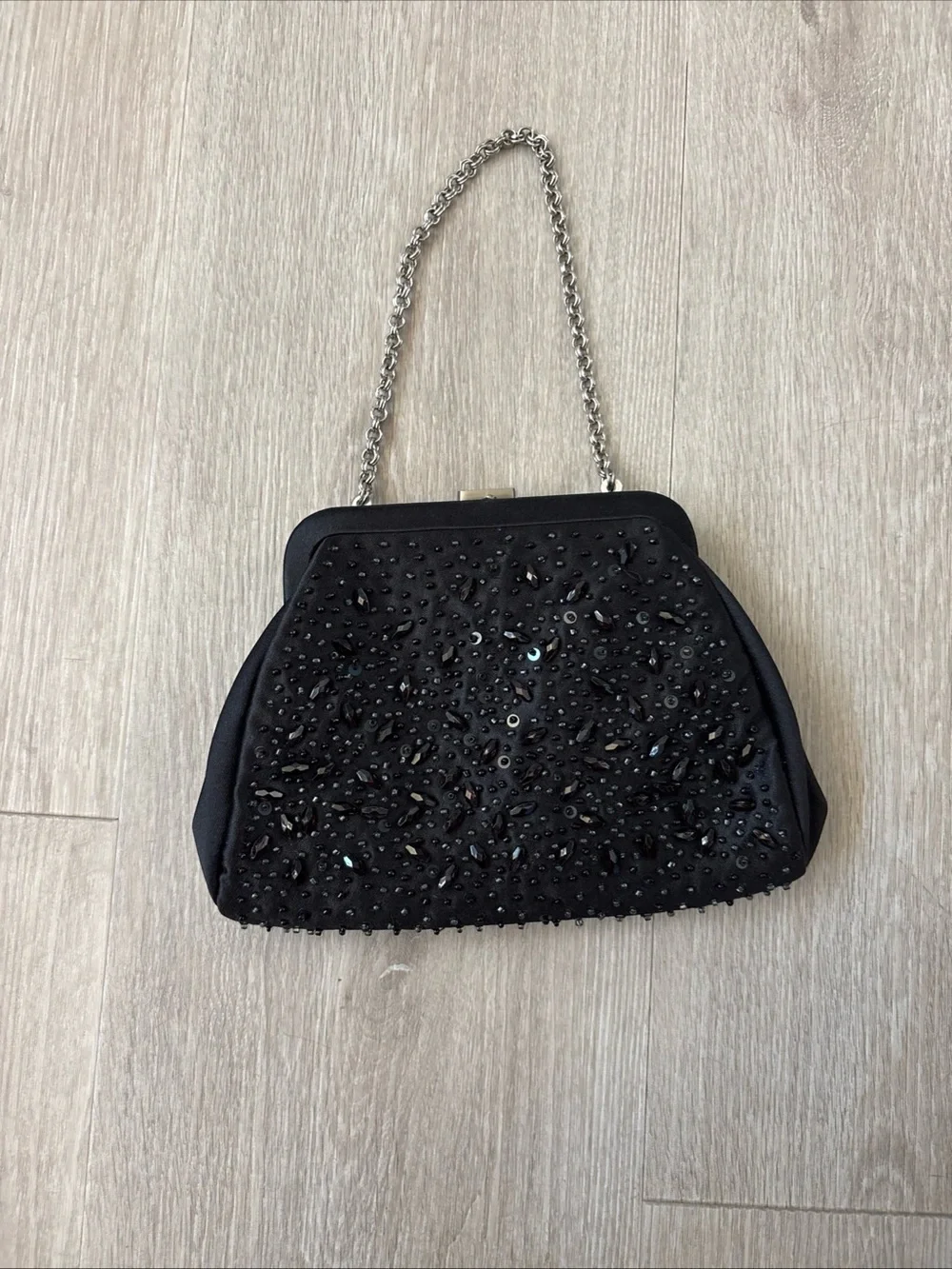 Ann Taylor Black Beaded Evening Purse